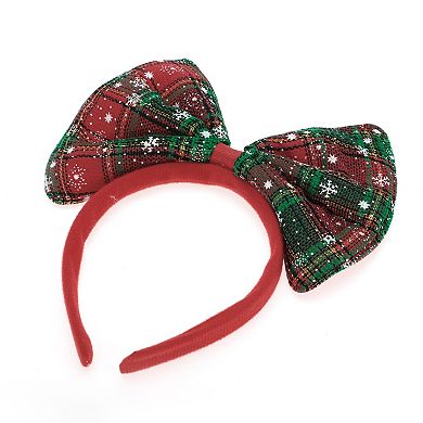 Bow Shape Headband for Christmas 4.72" Diameter Green Red 1 Pcs