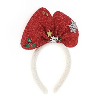Bow Shape Headband for Christmas 4.72" Diameter Red White 1 pc