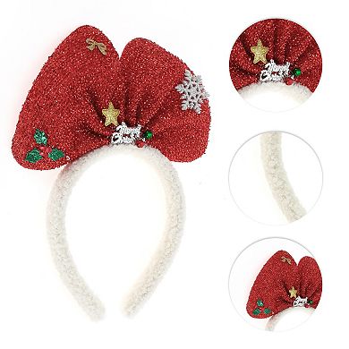 Bow Shape Headband for Christmas 4.72" Diameter Red White 1 Pcs