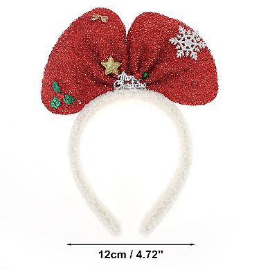 Bow Shape Headband for Christmas 4.72" Diameter Red White 1 Pcs
