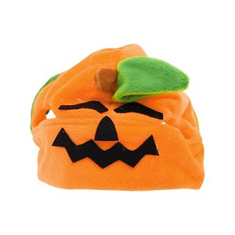 Expression Pumpkin Style Pet Headwear for Halloween Orange Green 1 pc