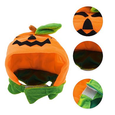 Expression Pumpkin Style Pet Headwear for Halloween Orange Green 1 Pcs