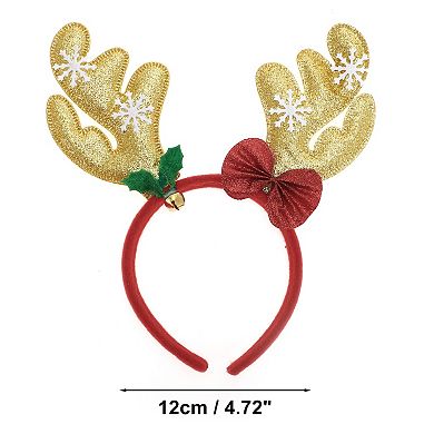Exquisite Antlers Shape Headband for Christmas 4.72" Diameter Gold Tone Red 1 Pcs