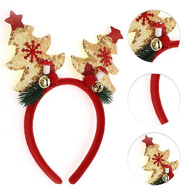 Exquisite Tree Shape Headband for Christmas 4.72" Diameter Gold Tone Red 1 Pcs