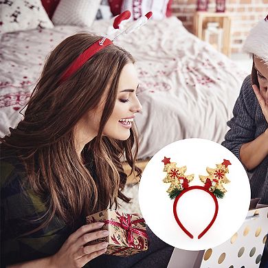 Exquisite Tree Shape Headband for Christmas 4.72" Diameter Gold Tone Red 1 Pcs