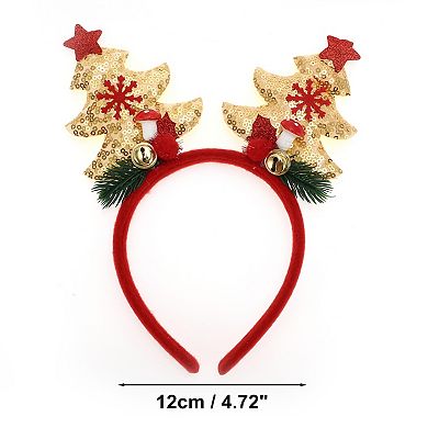 Exquisite Tree Shape Headband for Christmas 4.72" Diameter Gold Tone Red 1 Pcs