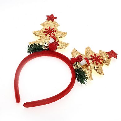 Exquisite Tree Shape Headband for Christmas 4.72" Diameter Gold Tone Red 1 Pcs