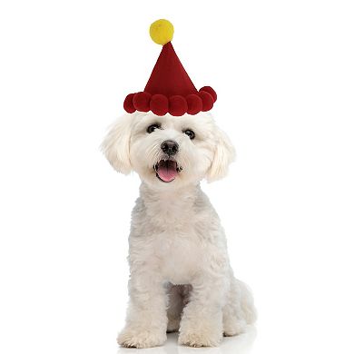 Eye-catching Pet Headwear for Christmas 4.72"x5.12" Red 1 Pcs