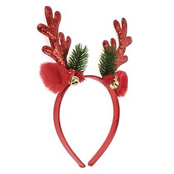 Antlers Shape Headband for Christmas 4.72" Diameter Red 1 pc