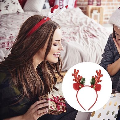 Antlers Shape Headband for Christmas 4.72" Diameter Red 1 Pcs