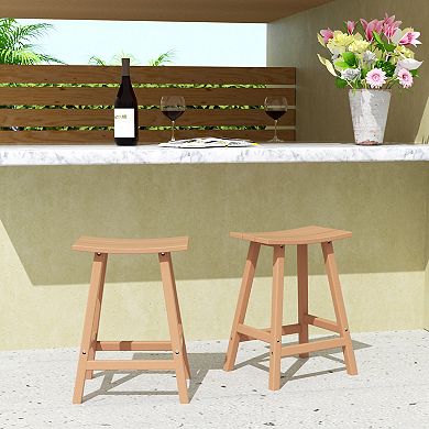 Westintrends 24" Outdoor/patio Saddle Counter Stool (set Of 2)