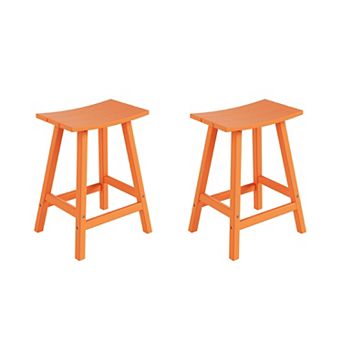 2 pc set of 24" height Outdoor / Patio Saddle bar stools