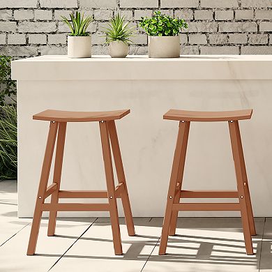 2 piece set of 29" height Outdoor / Patio Saddle bar stools