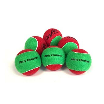 Midlee Christmas 2.5" Dog Tennis Balls With Squeaker - 6 pk
