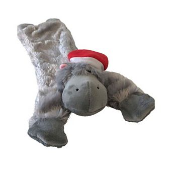 Midlee Hippo Stuffingless Christmas Dog Toy with Santa Hat