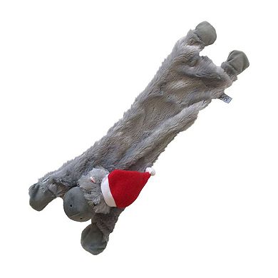 Midlee Hippo Stuffingless Christmas Dog Toy with Santa Hat