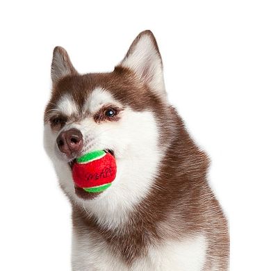 Midlee 1.5" Mini Squeaker Christmas Dog Tennis Balls - Red/Green Pack of 12