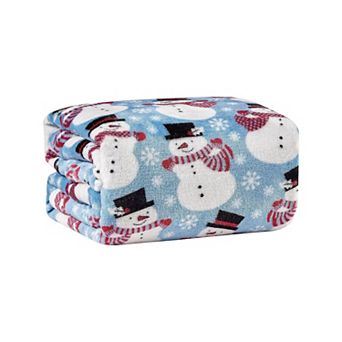 Kate Aurora Winter Blues Christmas Snowman Ultra Soft And Plush Throw Blanket