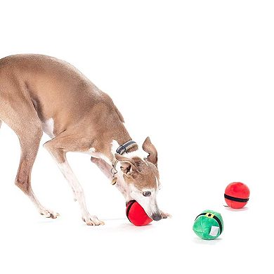 Midlee Christmas Plush Dog Balls- Pack of 6 Reindeer, Santa, Elf