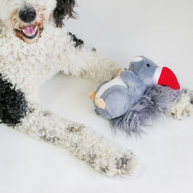 Midlee Christmas Squirrel Plush Furry Tail Large Dog Toy with Santa Hat - 9"