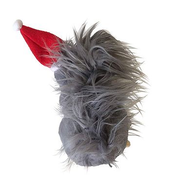 Midlee Christmas Squirrel Plush Furry Tail Large Dog Toy with Santa Hat - 9"