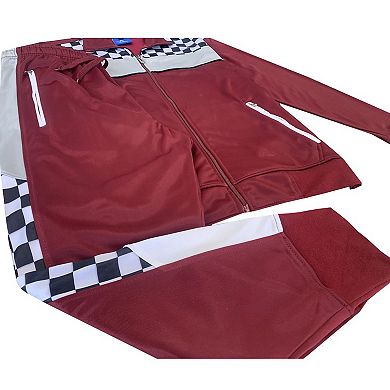 Plaid Checker Style Jogger Tracksuit For Men