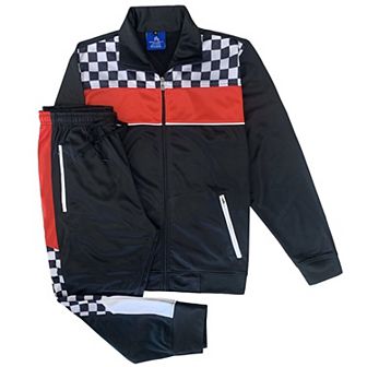 Plaid Checker Style Jogger Tracksuit For Men