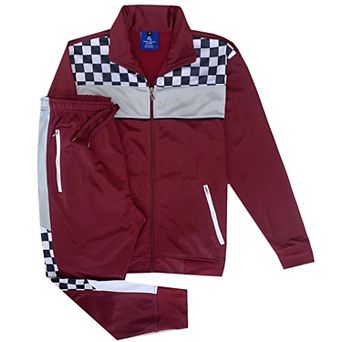Plaid Checker Style Jogger Tracksuit For Men