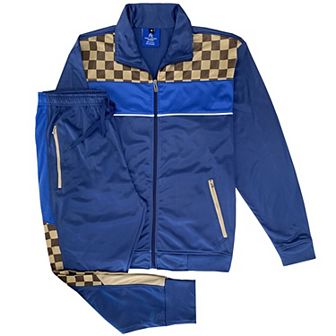 Plaid Checker Style Jogger Tracksuit For Men