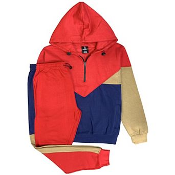 Men’s 2 pc Quarter Zip Resilience Fleece Hoodie Sweatsuit