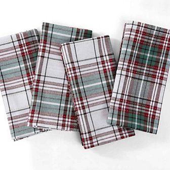 Avanti Holiday Plaid Napkins - Set of 4