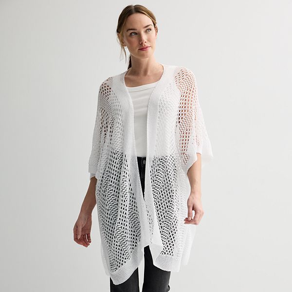 Women's Sonoma Goods For Life® Mix Knit Open-Front Ruana - White