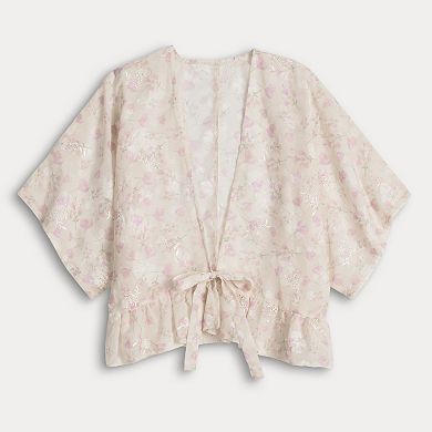 Women's LC Lauren Conrad Floral Eyelet Tie-Front Kimono