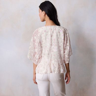 Women's LC Lauren Conrad Floral Eyelet Tie-Front Kimono