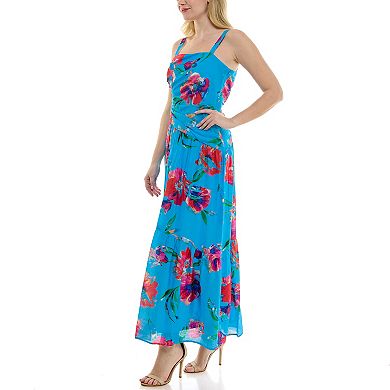 Women's Taylor Asymmetrical Drop Waist Fit & Flare Maxi Dress