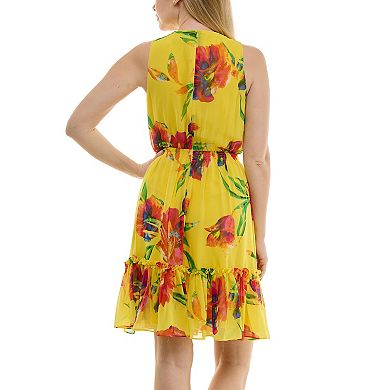 Women's Taylor V-Neck Fit & Flare Button Front Midi Dress