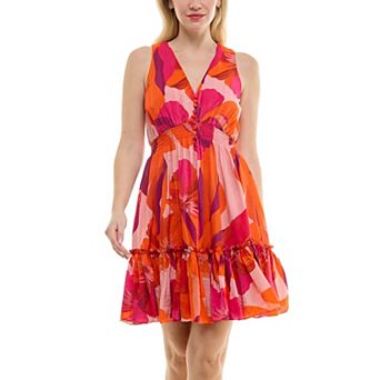 Women's Taylor V-Neck Fit & Flare Button Front Midi Dress