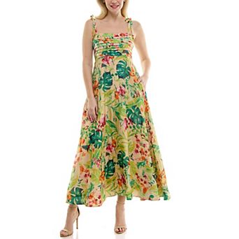 Women's Taylor Pleated Squareneck A-Line Maxi Dress