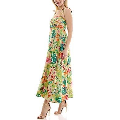 Women's Taylor Pleated Squareneck A-Line Maxi Dress