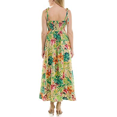 Women's Taylor Pleated Squareneck A-Line Maxi Dress