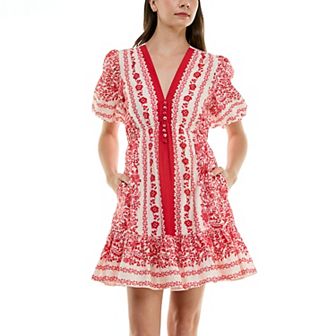 Women's Taylor Puff Sleeve V-Neck Mini Dress