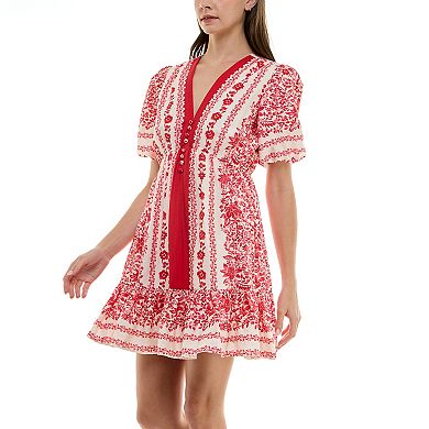 Women's Taylor Puff Sleeve V-Neck Mini Dress