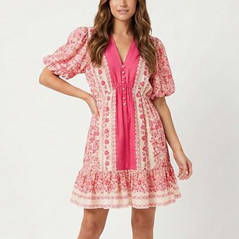 Women's Taylor Puff Sleeve V-Neck Mini Dress