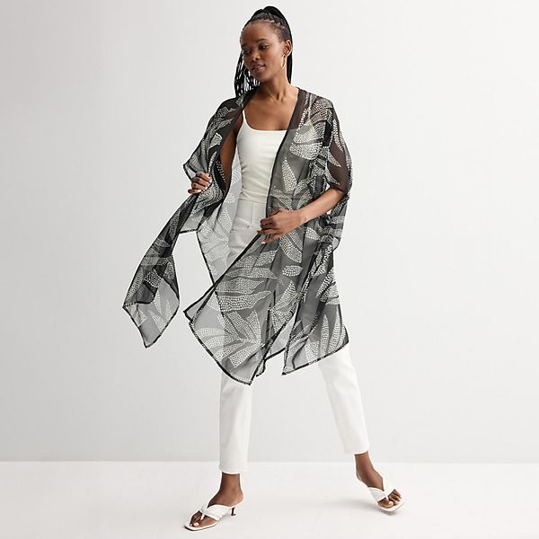 Women's Nine West Tropical Printed Topper - Black White