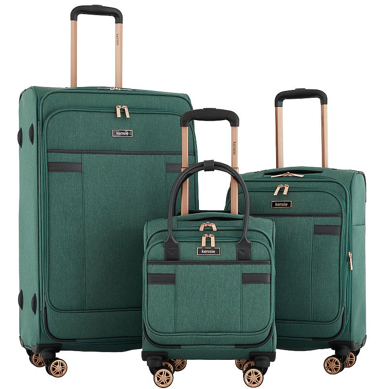 Kensie Hudson 3-piece Expandable Rolling Softside Luggage Set, Grey Pine