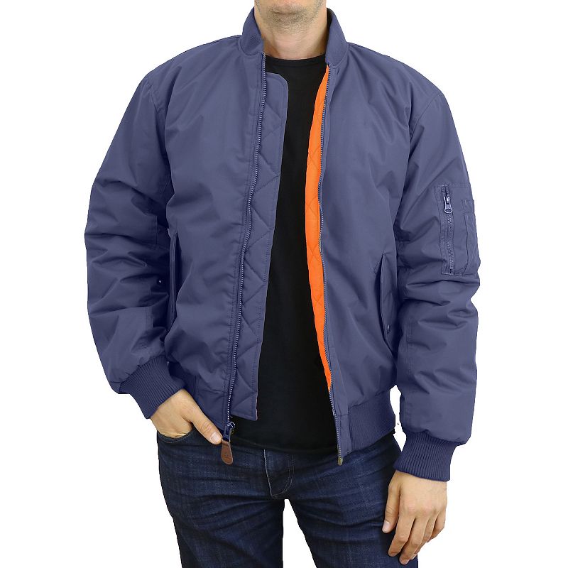 Men's Spire by Galaxy Heavyweight MA-1 Flight Jacket, Size: Medium, Blue