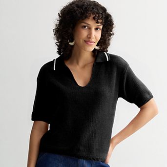 Petite Sonoma Goods For Life® Short Sleeve Collared Sweater