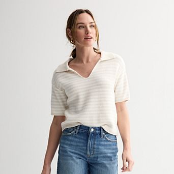 Petite Sonoma Goods For Life® Short Sleeve Collared Sweater