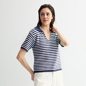 Petite Sonoma Goods For Life® Short Sleeve Collared Sweater
