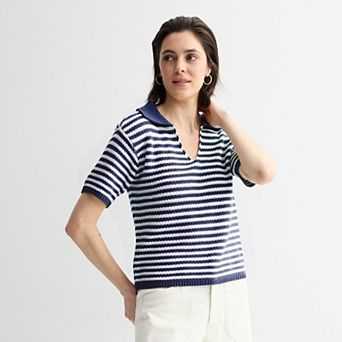 Petite Sonoma Goods For Life® Short Sleeve Collared Sweater